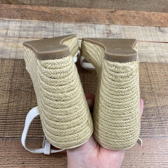 Colin Stuart White Strappy Espadrille Wedge Sandals Womens 8.5 Slingback - Picture 12 of 12